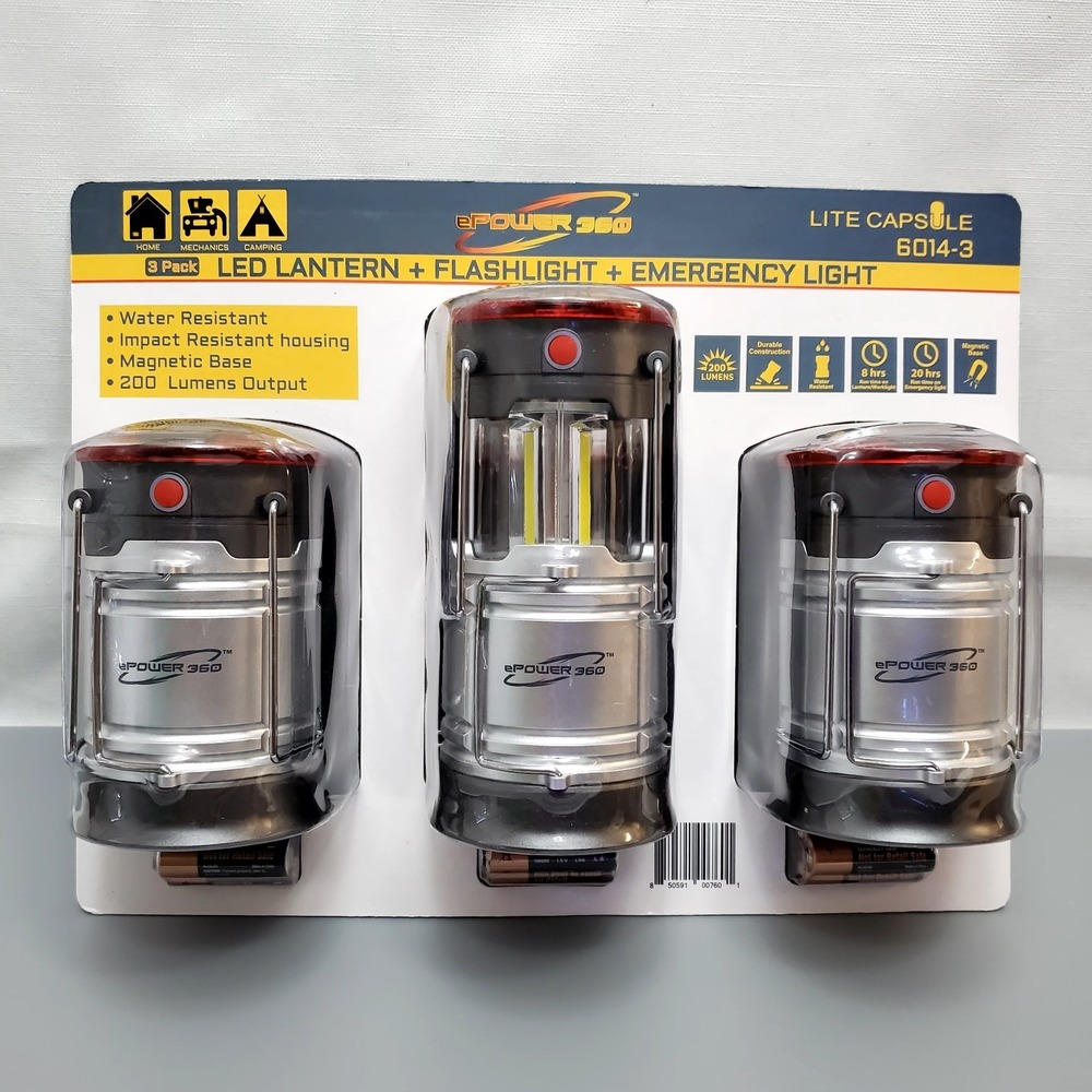 EP 360 Magnetic LED Lantern, Flashlight & Emergency Light Batteries Included-NEW
